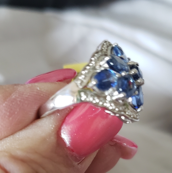 Sz 6, Kyanite & Diamond Ring, 925 Silver, TGW 4.19 carats, NWT - Picture 10 of 11